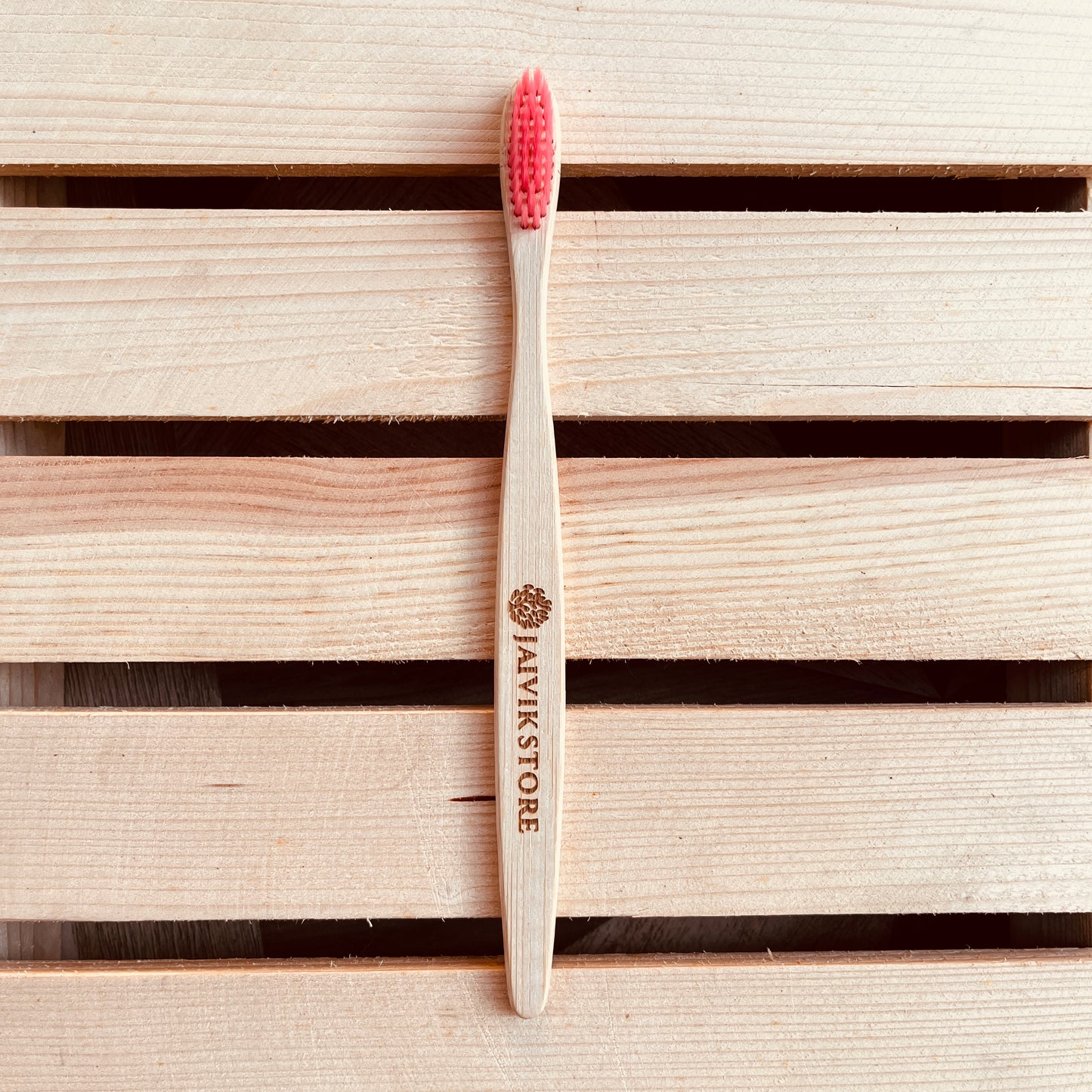 Jaivik Store Bamboo Toothbrush for Adults, Round Pink Handle, Set of 1 – Biodegradable, soft bristles infused with charcoal