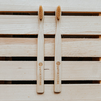Jaivik Store Bamboo Toothbrush for Adults, Flat Fibre, Set of 2 – Eco-friendly toothbrush with fibre bristles and flat handle