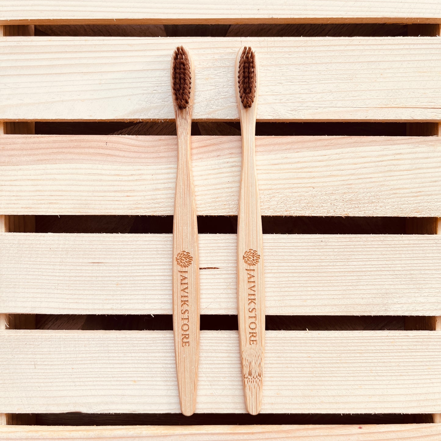 Jaivik Store Bamboo Toothbrush for Adults, Round Brown Handle, Set of 2 – Sustainable, BPA-free, activated charcoal bristles